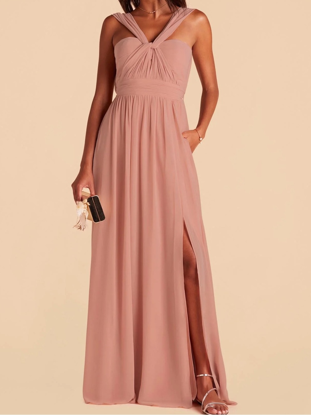 Birdy Grey Grace Convertible Chiffon Gown Plus Size 3X Rose